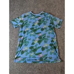 Huntington BC - Mens Size Large - Blue T-Shirt - Green Floral / Tropical Surf